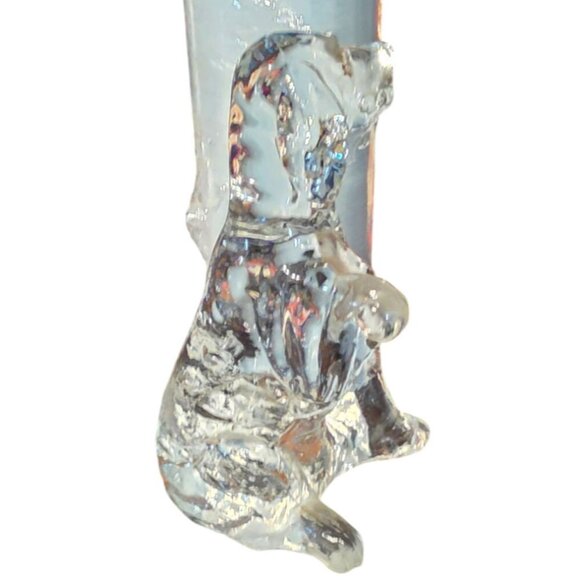 Vintage Dog Figurine 6" Clear Glass Handcrafted Canine Sculpture - Picture 7 of 9